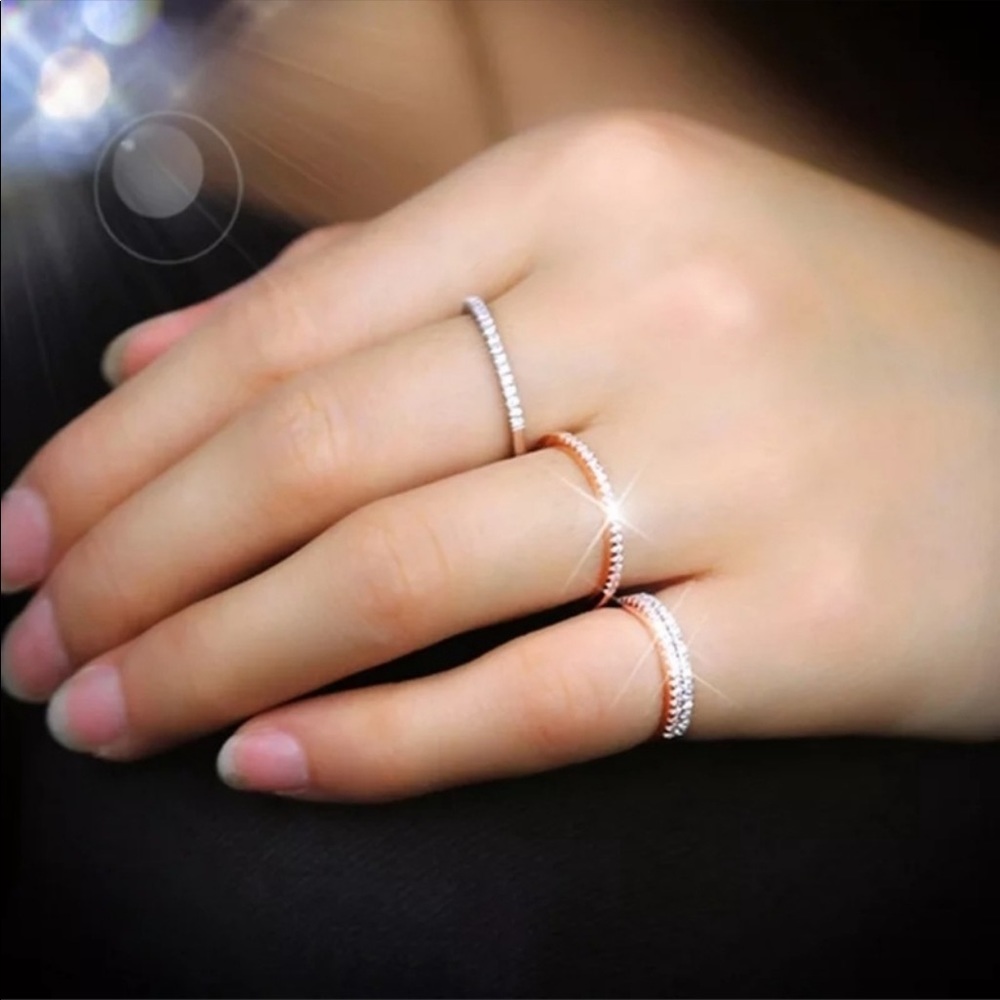 New 925 Silver Diamond Eternity Stackable Ring - Picture 3 of 4